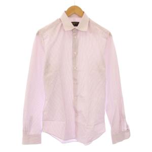 カジュアルシャツ 長袖 レギュラーカラー ストライプ柄 39 赤 レッド 青 ブルー 白 ホワイト /BB