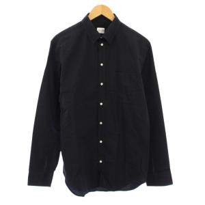カジュアルシャツ 長袖 レギュラーカラー ストライプ柄 ワンカラー 40 黒 ブラック /BB