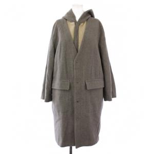 ウールメルトンフーデッドライナーコート ロング 36 グレー 12-08-85-08304 /BM