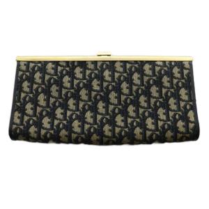 Christian Dior トロッター がま口バッグ ベージュ ネイビー