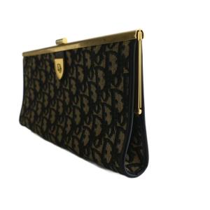 Christian Dior トロッター がま口バッグ ベージュ ネイビー