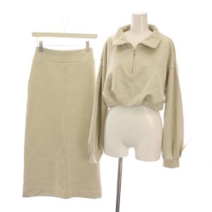 24AW ボンディングセットアップ 上下 ハーフジップ スウェット ショート丈 ロングスカート F アイボリー