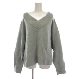 23AW YAKワイドVネックニット セーター 長袖 ブルー 23080240507040 /YM