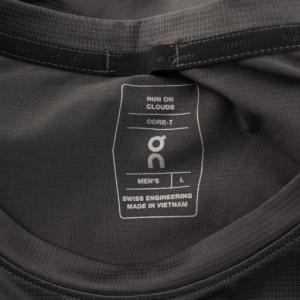 ON CORE-T コアTシャツ ランニングウェア 半袖 クルーネック ストレッチ ロゴ プリント L グレー
