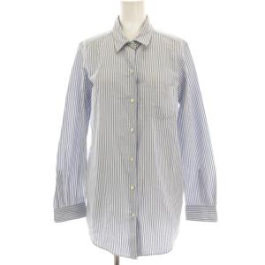 ワイヤーwash シャツ ブラウス 長袖 ストライプ 水色 ライトブルー 白 ホワイト 17050500401010