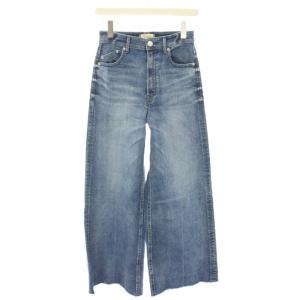 ワイドフレア Wide flare デニムパンツ ジーンズ ジップフライ カットオフ 25 青 ブルー