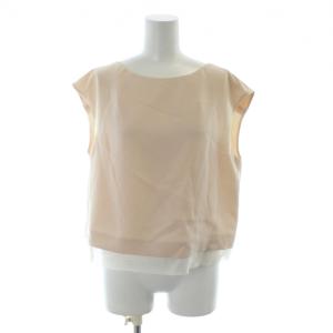 ブラウス 38 ピンク ベージュ ボートネック 半袖 レイヤード /AP