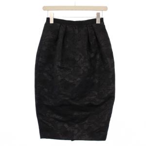 タイトスカート ひざ丈 総柄 36 黒 /BM