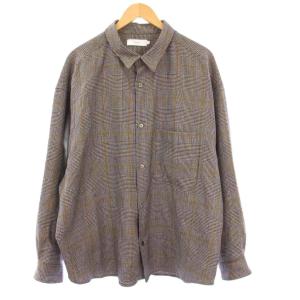 Wool check regular collar big sleeve shirt ウール チェック