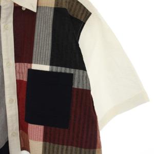 BLACK LABEL CRESTBRIDGE シャツ シアサッカー 半袖 チェック 切替 L 白 51M24-724-02 /TK