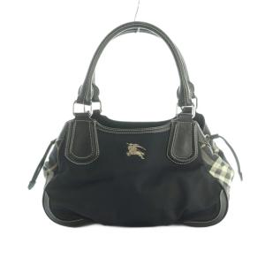 ハンドバッグ ノバチェック ロゴ刺繍 黒 ブラック /MI