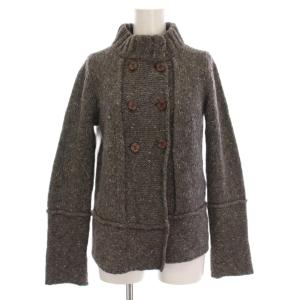 ダブルブレスト ニットジャケット カーディガン ウール S グレー /YM