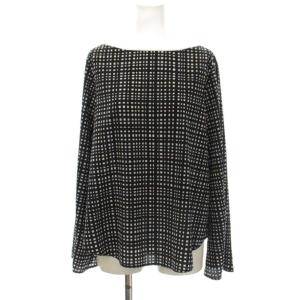 シャツ ブラウス 長袖 4 ネイビー 紺 総柄 チェック柄 /JP