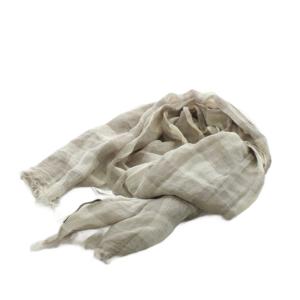 ストール フリンジ チェック柄 麻 リネン グレー 白 ホワイト /AN23