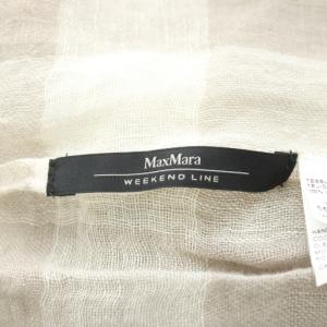 MAX MARA WEEKEND LINE ストール フリンジ チェック柄 麻 リネン グレー 白 ホワイト /AN23