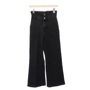 24AW Organicハイウエストフレアデニムパンツ ジーンズ ジップフライ ワンカラー 無地 0 黒