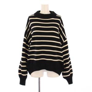 23AW ニット セーター 長袖 ボトルネック バイカラー ボーダー柄 TU 黒 ブラック アイボリー