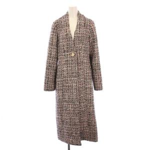 24AW チェスターコート アウター ロング丈 ツイード 2 ピンク 黒 ブラック LWFC244050