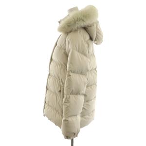 MONCLER 茶タグ ダウンジャケット フード ファー アウター 0 ベージュ Z4HJ044 /AN1