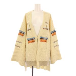 オーバーサイズチャンキーニットカーディガン 長袖 Vネック ウール 1 アイボリー MM20PF-KN719