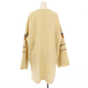 Mame Kurogouchi オーバーサイズチャンキーニットカーディガン 長袖 Vネック ウール 1 アイボリー MM20PF-KN719