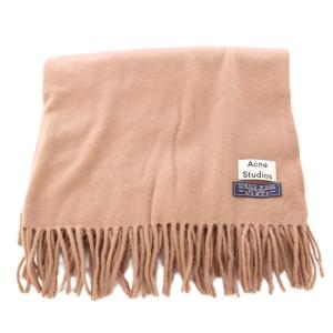 Acne Studios マフラー フリンジ ワンカラー ロゴ 無地 ウール 茶 ブラウン /BB