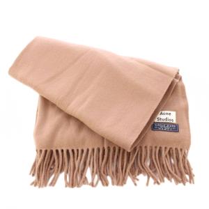 Acne Studios マフラー フリンジ ワンカラー ロゴ 無地 ウール 茶 ブラウン /BB
