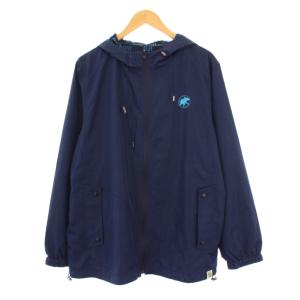ジャケット アウター ジップアップ フード ショート丈 ワンカラー ロゴ XL 紺 ネイビー タグ付き