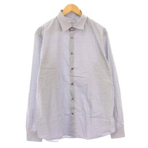 カジュアルシャツ 長袖 レギュラーカラー ガンチーニ プリント 総柄 XL 青 ブルー /BB