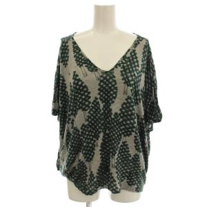 north forest 半袖 カットソー Vネック Tシャツ フレンチスリーブ 36 グレー 緑 qs8331