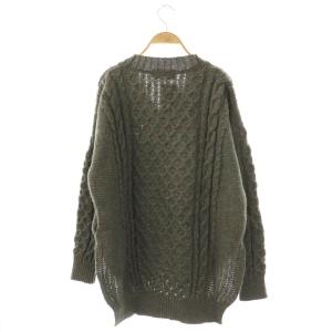 SLOBE IENA ALDERNEY ニット セーター 長袖 Vネック ウール カーキ /DO
