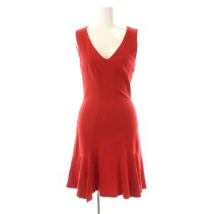 ワンピース ノースリーブ Vネック タイト ストレッチ 0 レッド 赤 /CX OS