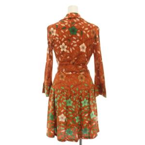 DIANE von FURSTENBERG シルビア Sylvia シルクコンボラップワンピース ひざ丈 スキッパー 長袖 リボン 花柄 絹 シルク