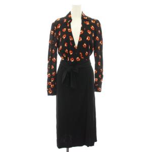 アンジェリーナ Angelina ラップドレス ワンピース ロング スキッパー 長袖 カシュクール 花柄