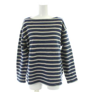 ニット セーター ウール SM 紺 ネイビー ベージュ ボーダー柄 /AP