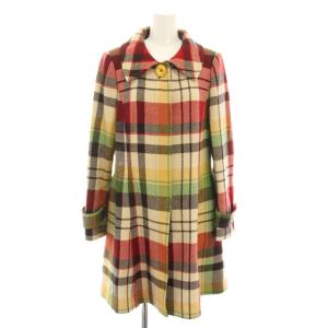 チェスターコート アウター ミドル チェック柄 M 赤 レッド 黄 イエロー 緑 グリーン 14001174