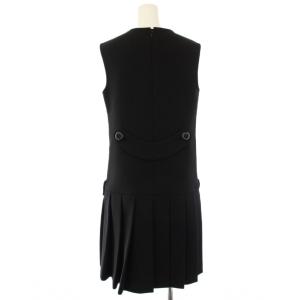 PRADA 2011年製 ワンピース ノースリーブ ひざ丈 ベルト プリーツ 40 黒 P332MG /TK