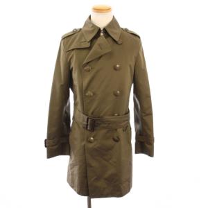 トレンチコート アウター ロング丈 ダブル ベルト ワンカラー M カーキ /BB