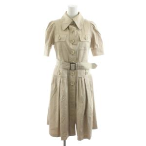 ワンピース ひざ丈 半袖 ベルト 38 ベージュ FM464-182-40 /AN37