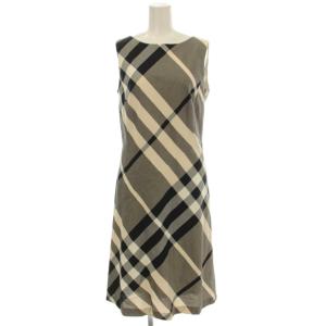 ノースリーブ チェック ワンピース ひざ丈 40 グレー 黒 FMA07-088 /G