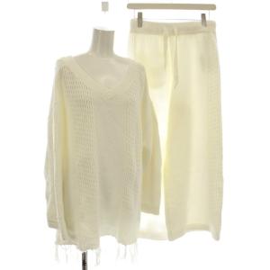 ルームウェア セットアップ パジャマ Vネック パンツ 長袖 モコモコ F 白 ホワイト 201087