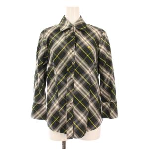 シャツ ブラウス 長袖 レギュラーカラー ロゴ 刺繍 チェック柄 42 マルチカラー /BB