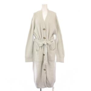 ルームウェア カーディガン 長袖 Vネック ストレッチ ベルト F 水色 ライトブルー タグ付き /BB