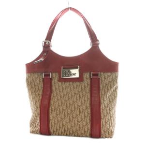 オブリークキャンバスハンドバッグ ボルドー ブラウン