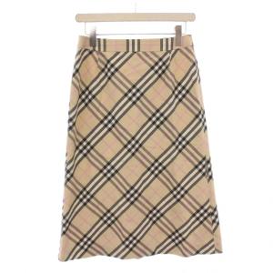 フレアスカート ミモレ ロング ノバチェック 総柄 38 ベージュ /BB