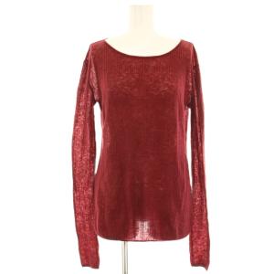 24AW ニット カットソー 薄手 長袖 ウール ボルドー /HN