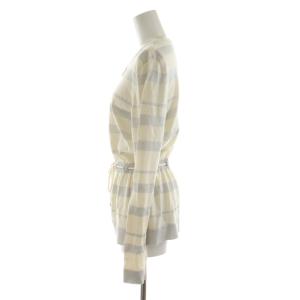 BURBERRY LONDON カーディガン 長袖 絹混 シルク混 2 白 ホワイト ボーダー柄 /RR