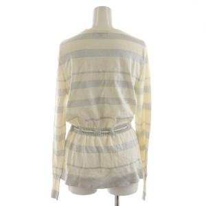 BURBERRY LONDON カーディガン 長袖 絹混 シルク混 2 白 ホワイト ボーダー柄 /RR