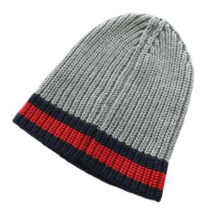 ニット帽 帽子 ビーニー ウール グレー 赤 レッド /SS OS