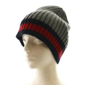 GUCCI ニット帽 帽子 ビーニー ウール グレー 赤 レッド /SS OS